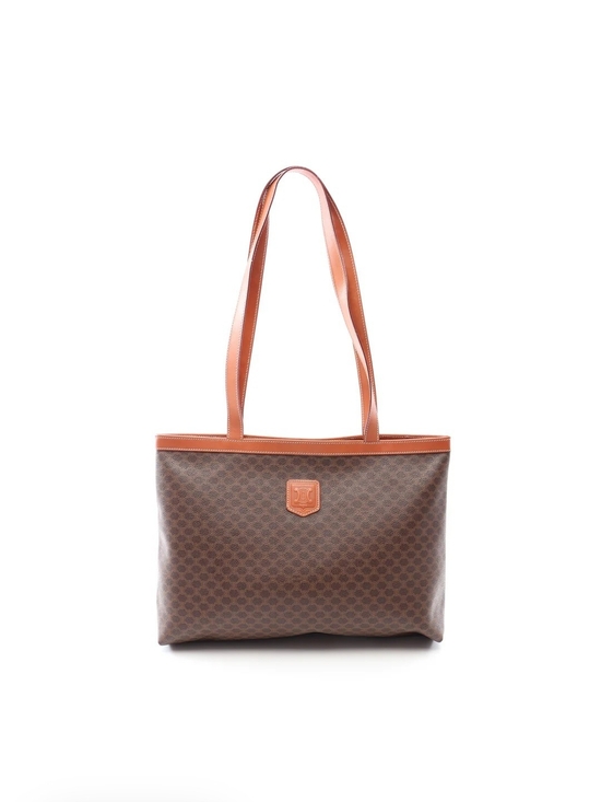 Celine Handbags - Celine Macadam Triomphe Canvas Leather Tote Brown w/ Controllo Tag Vintage